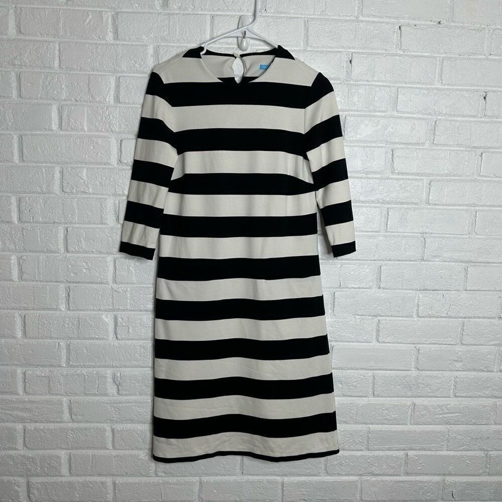 J McLaughlin Chloe Striped Dress Black and White 3/4 sleeves size XS